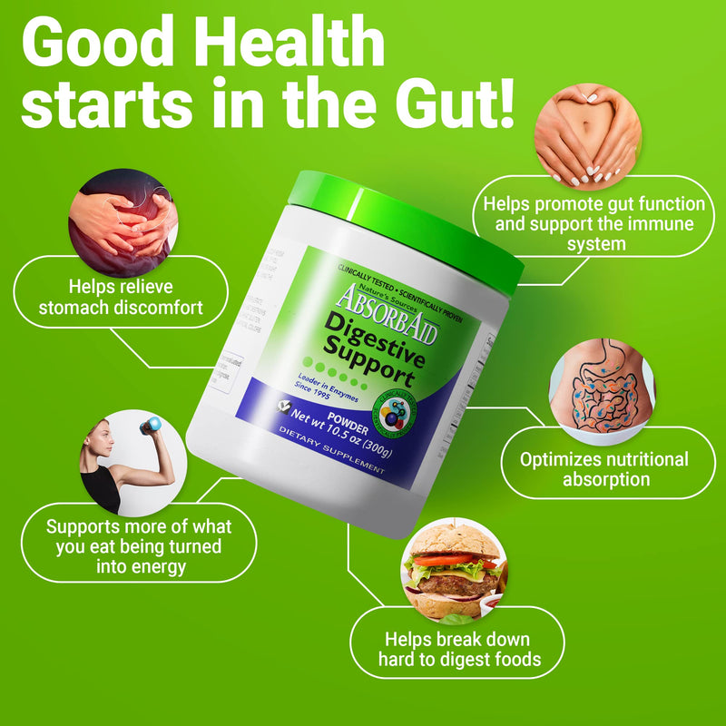 AbsorbAid Digestive Enzymes 300 Grams, Proven to Increase Vital Nutrient Absorption by up to 71%