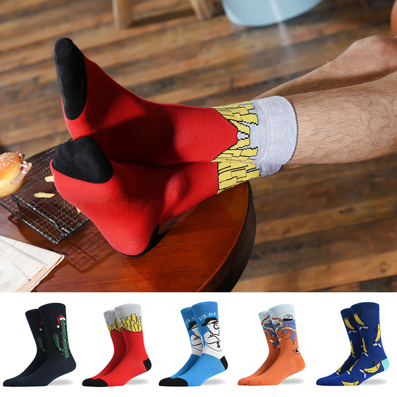 Fashion Creative Hamburger Pizza Alien Men Socks Cute Series