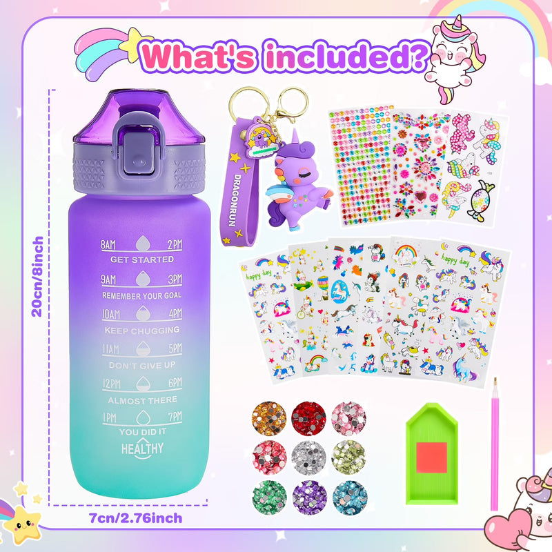 Decorate Your Own Unicorn Water Bottle – Craft Kit for Girls Ages 5–12 with Gem Stickers, Unicorn Pendant & 600ml Bottle – Birthday Gift Idea