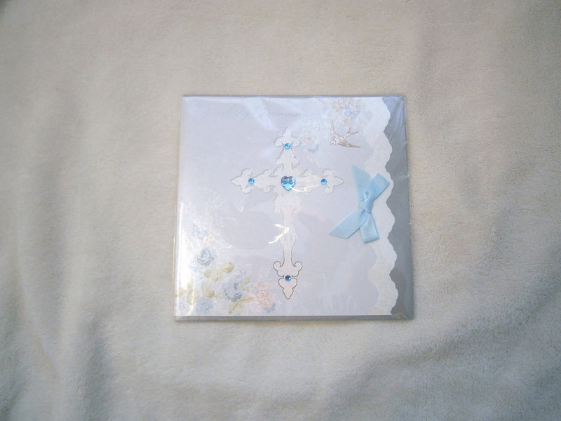 first holy communion card blue