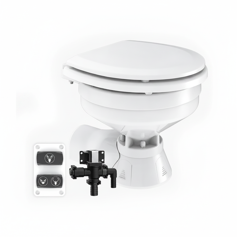 12V Quiet Flush Compact Electric Marine Toilet Freshwater