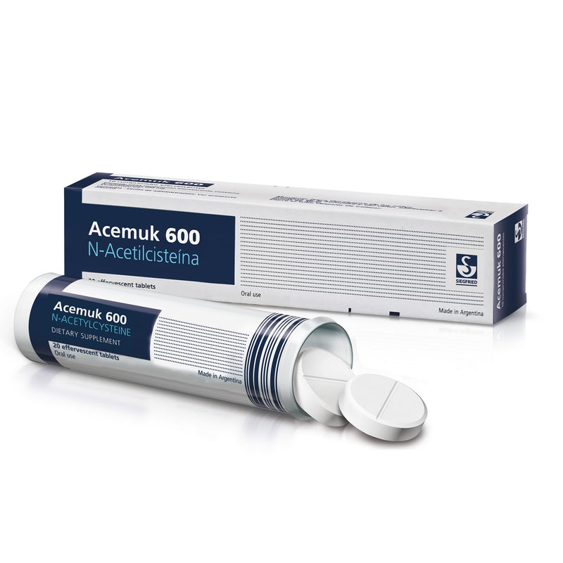 Acemuk NAC 600mg - Supports Respiratory Health, Immunity & Detox (20 Tablets)
