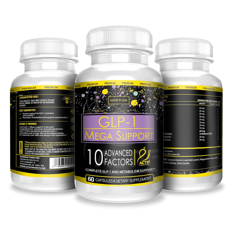 ACTIF GLP-1 Mega Support – 60 Count, Probiotics, Made in USA
