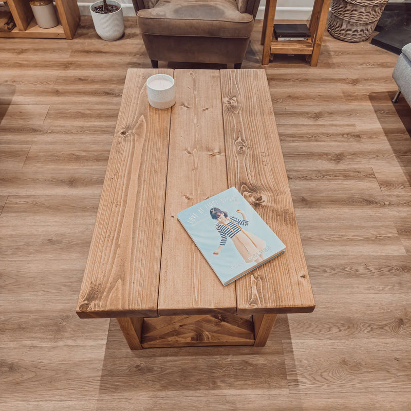 Farmhouse Coffee Table With Shelf