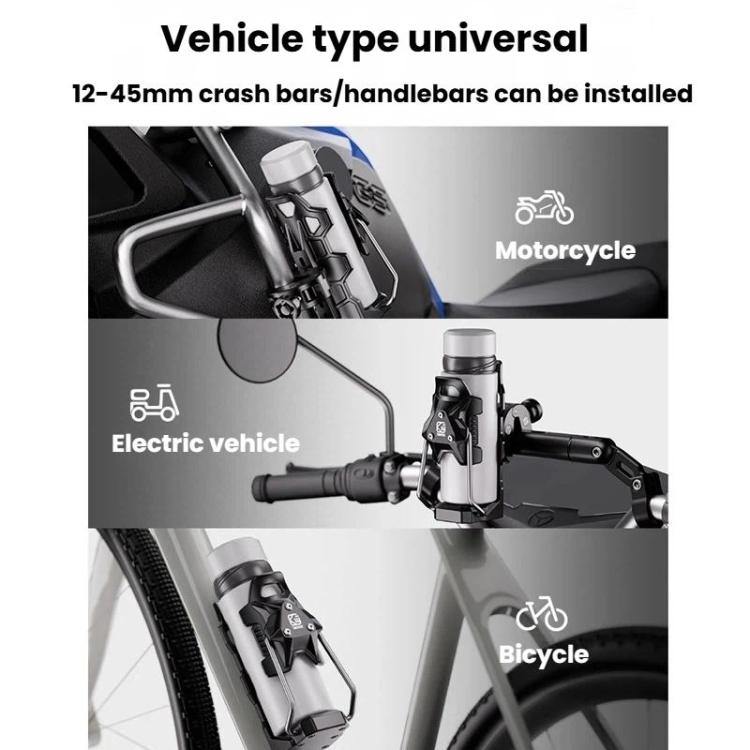 Adaptive Anti-Slip Water Bottle Holder For Motorcycles & Bicycles 360-Degree Rotating Anti-Theft Cup Holder, Kewig SHJ-6 - InStock
