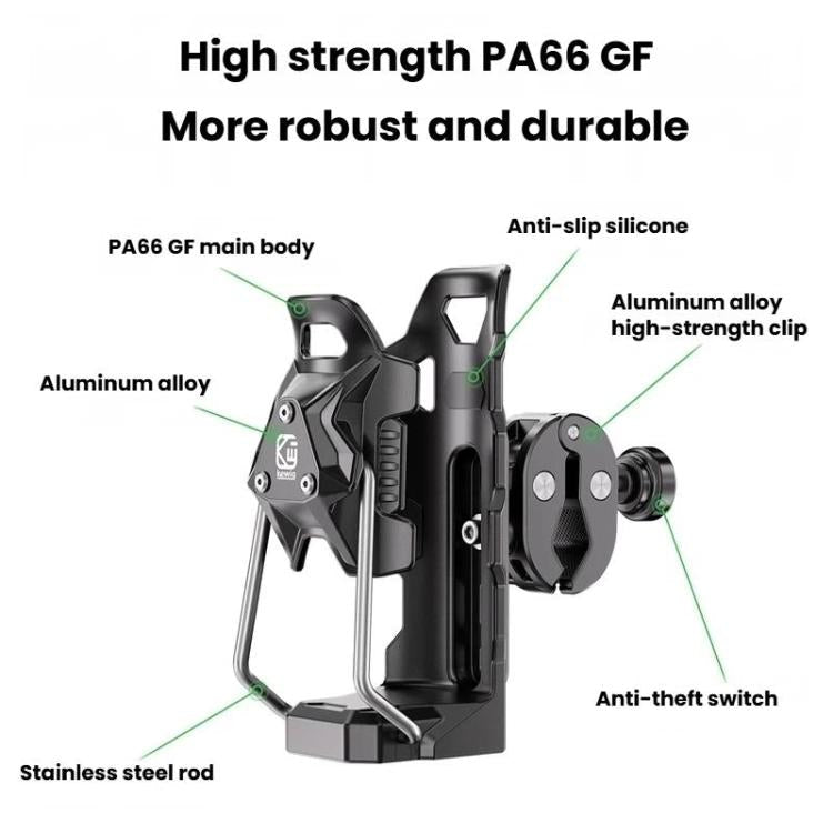 Adaptive Anti-Slip Water Bottle Holder For Motorcycles & Bicycles 360-Degree Rotating Anti-Theft Cup Holder, Kewig SHJ-6 - InStock