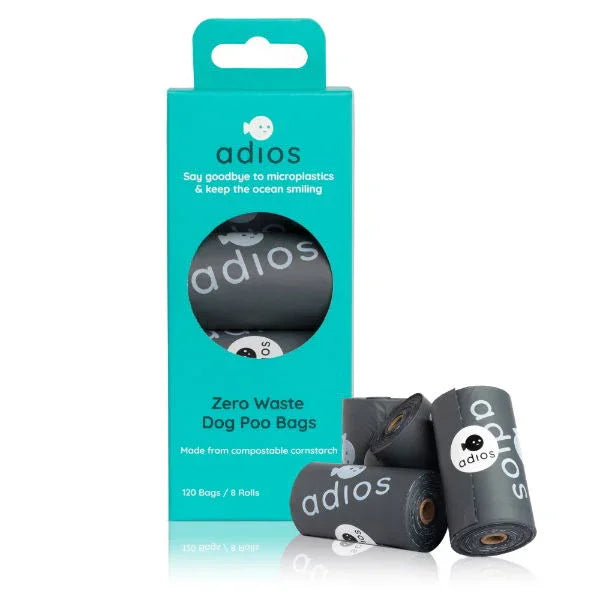 Adios Plastic Compstable Poo Bag Grey 8 x 15''s