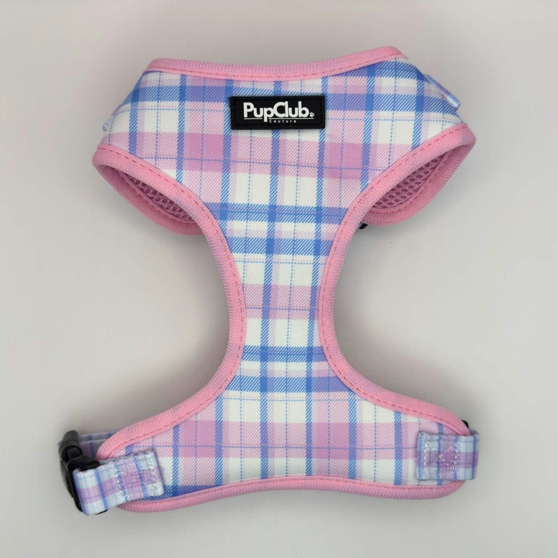 PupClub Dog Adjustable Harness - Pink Tartan