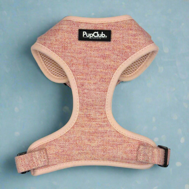 PupClub Dog Tweed Adjustable Harness - Pink
