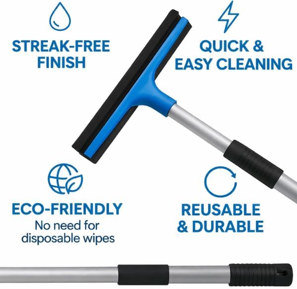 Telescopic Window Squeegee with Sponge & Rubber Blade 45–75cm
