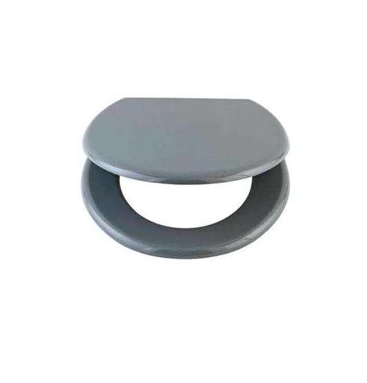 Grey 18 Inch Oval Toilet Seat with Adjustable Chrome Hinges