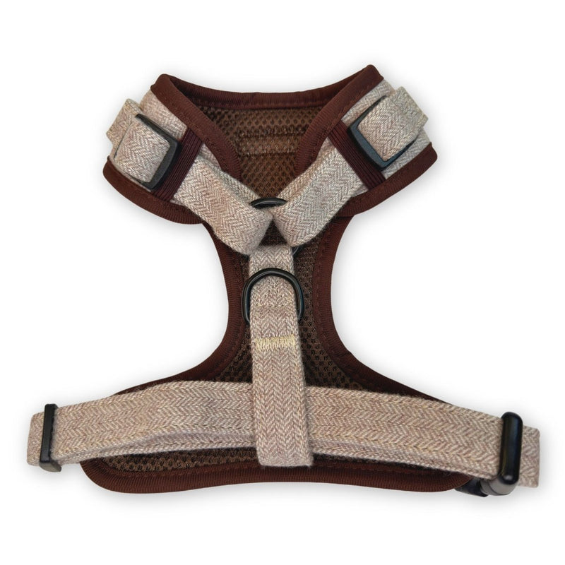 PupClub Dog Tweed Adjustable Harness - Brown