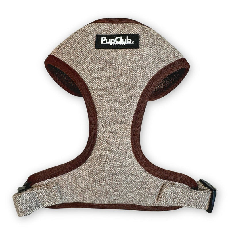 PupClub Dog Tweed Adjustable Harness - Brown