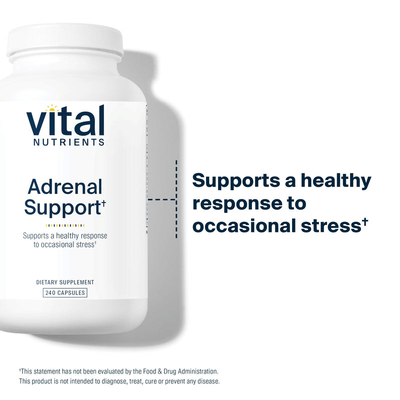 Vital Nutrients Adrenal Support - Stress Response & Energy Support, Gluten Free, 240 Capsules