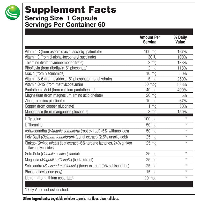 Nutra BioGenesis AdrenoActive - Supports Healthy Stress Response | Gluten Free - 60 Capsules