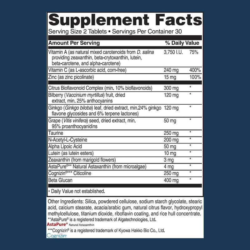 Advanced Vision Formula – Eye Vitamins with Lutein & Zeaxanthin | Gluten Free, Vegan (60 Tablets)