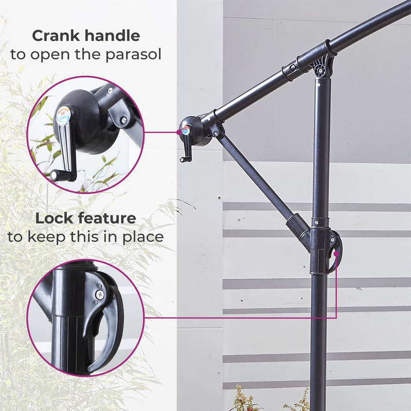 Neo 3M Cream Outdoor Freestanding Parasol with LED Lights