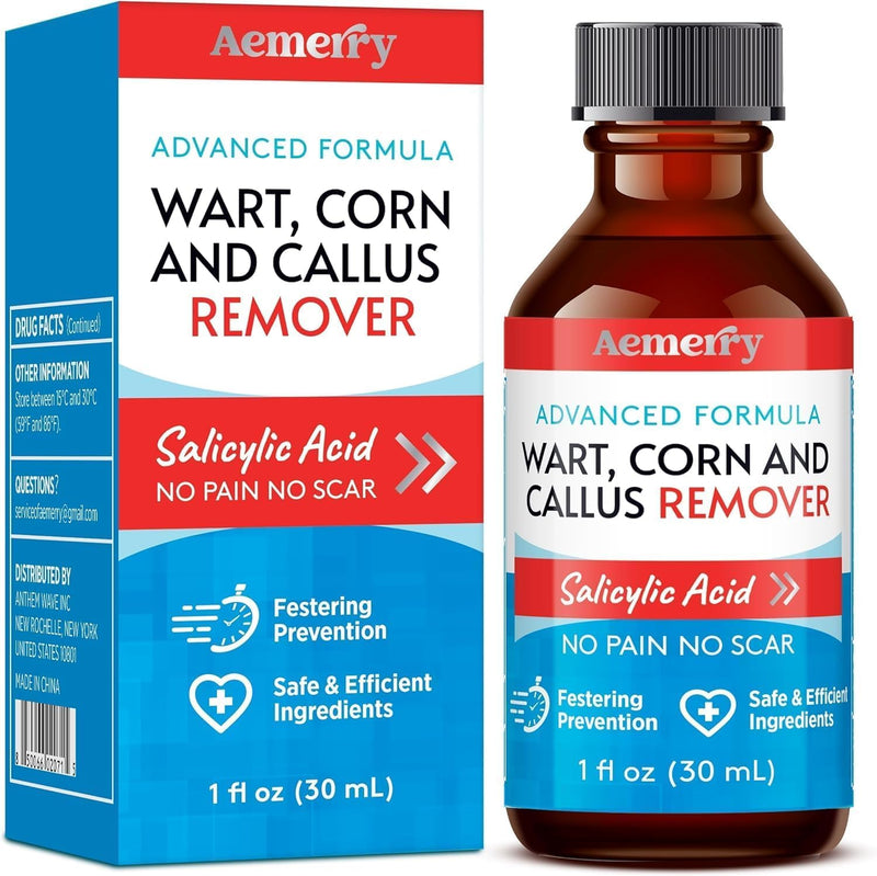 Aemerry Wart Corn Callus Remover – Maximum Strength Liquid Salicylic Acid for Feet (30ml)
