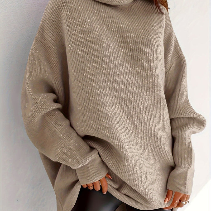 Women's Cozy Oversized Turtleneck Sweater Batwing Chunky