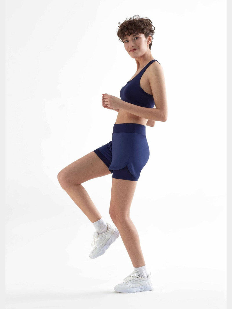 Recycled Double Layer Sports Shorts: Womens