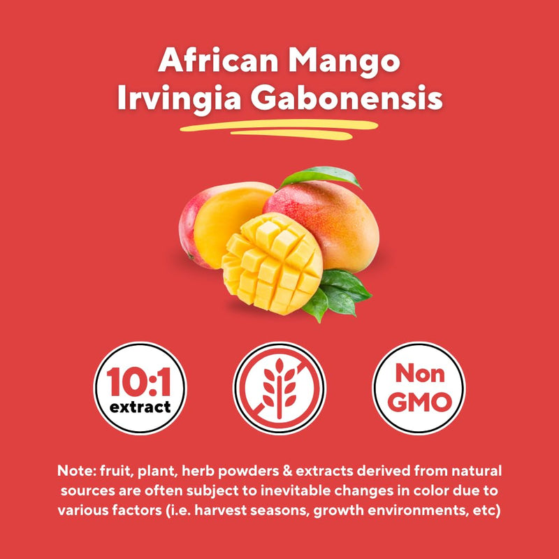 African Mango Capsules for Immune Support, Metabolism & Wellness - Pure 10:1 Irvingia Gabonensis Extract, 180 Veggie Capsules (Non-GMO, Gluten-Free, Vegan)