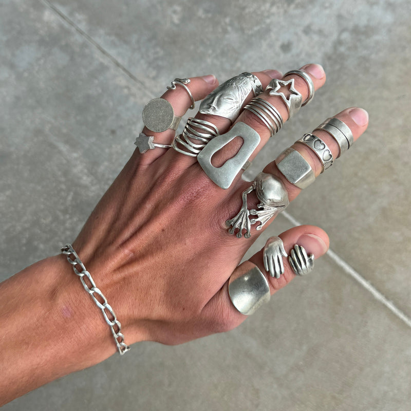 Abstract Asymmetric Silver Ring