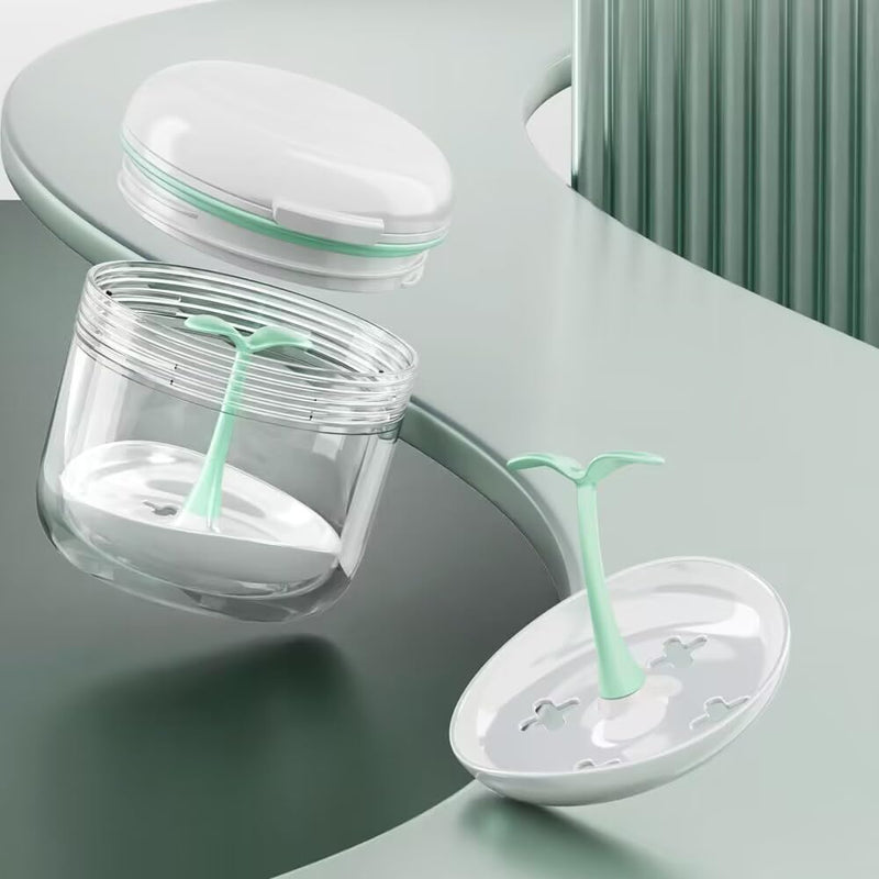 Aidarmoll Denture Bath Cup – Retainer Case & Night Guard Holder with Drain Tray