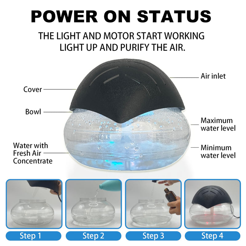 Black Air Freshener Diffuser - LED Night Light & Essential Oil Aroma Diffuser for Home, Bedroom, Office & Warehouse