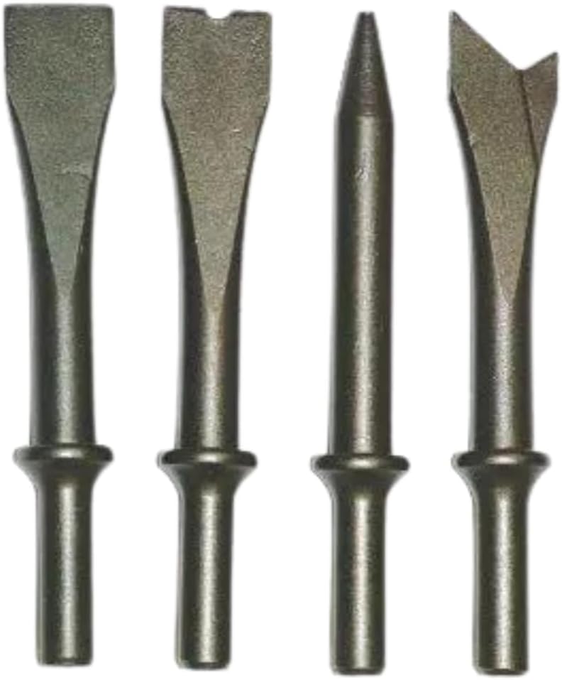 Pneumatic Air Hammer Chisel Kit with 4 Steel Chisel Bits & Air Fitting