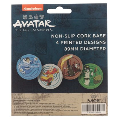 Airbender Set of 4 Embossed Metal Coasters