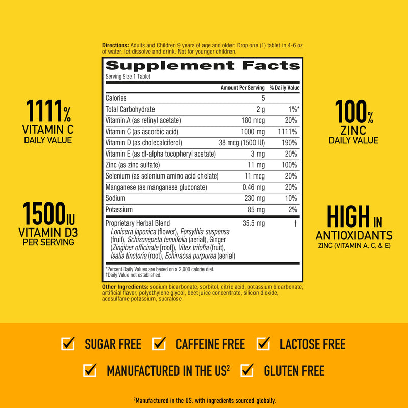 Vitamin C 1000mg Immune Support Tablets | Airborne Very Berry 36 Ct