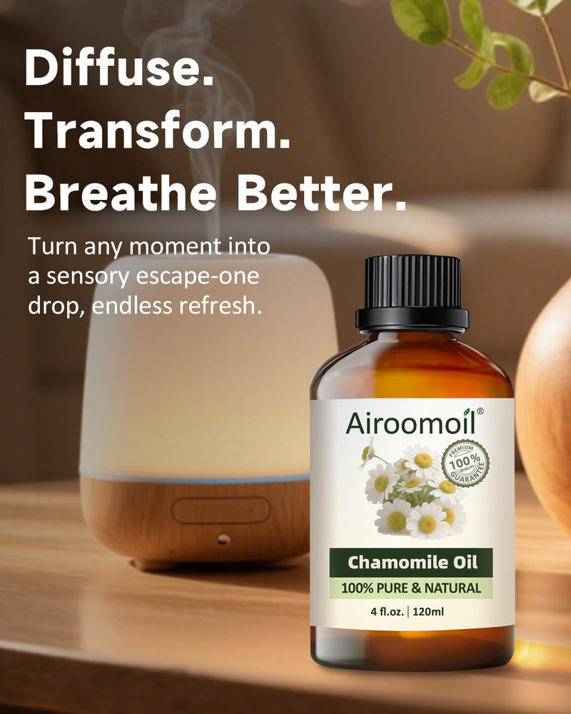Airoomoil Chamomile Essential Oil - 4 oz / 120 ml, 100% Natural