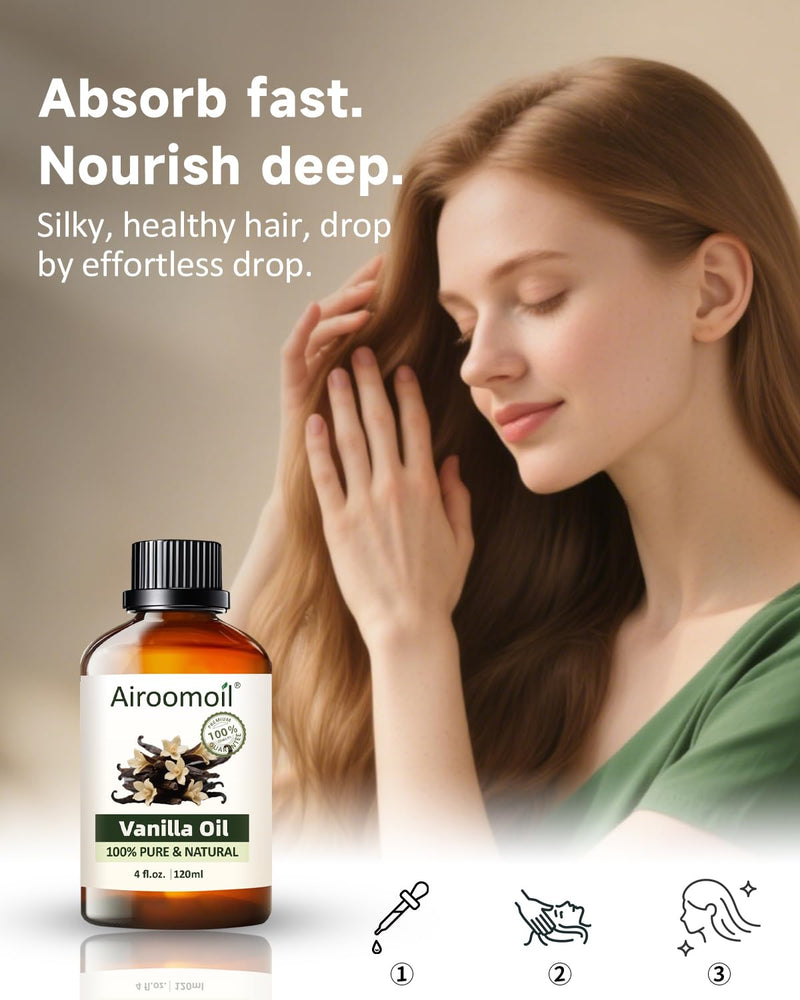Airoomoil Vanilla Essential Oil 4 oz – 100% Pure & Natural for Diffusers & Aromatherapy