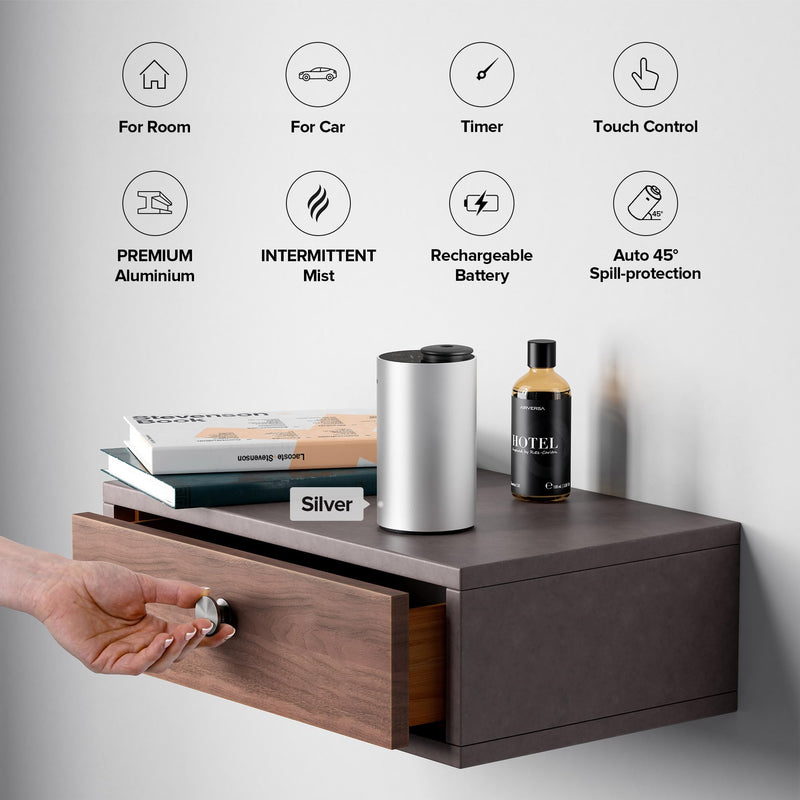 Airversa Waterless Essential Oil Diffuser - 3 Timers, 3 Mist Levels, ANX Premium Metal Gold
