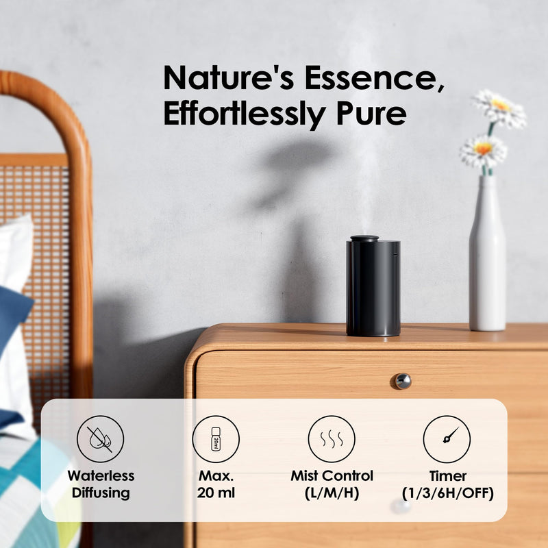 Airversa Waterless Diffuser Starter Kit 2x30mL Oils Portable Battery Diffuser Black