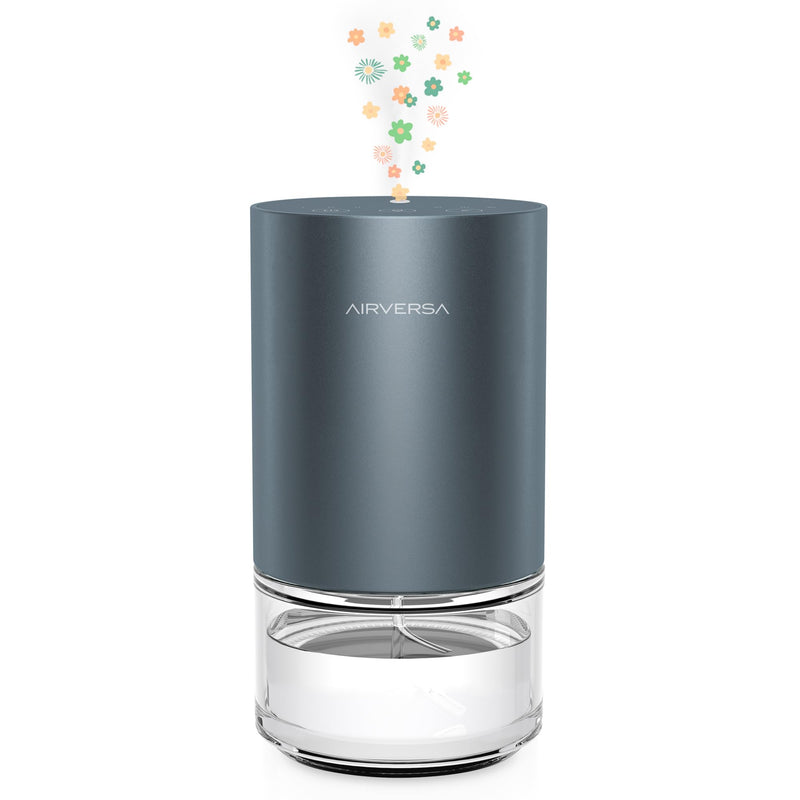 Airversa Waterless Diffuser — Battery-Powered Aromatherapy Nebulizer, 100ml Glass Bottle, 3 Mist Settings, Space Gray