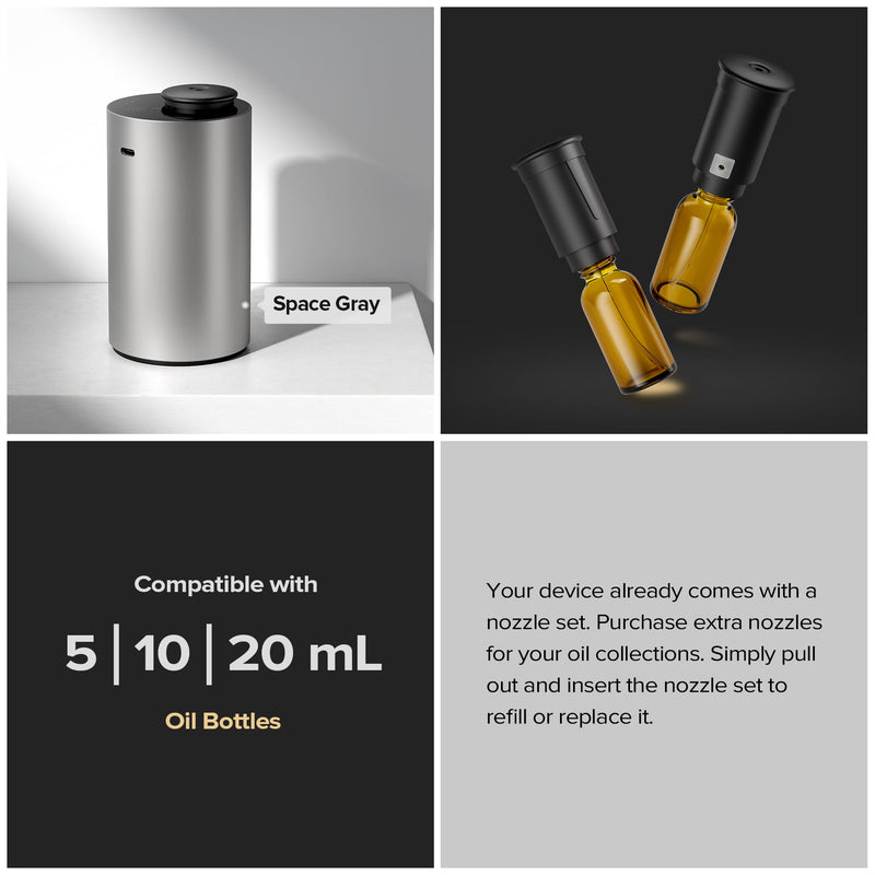 Airversa Waterless Diffuser Starter Kit – 4 Oils, Battery Operated, ANX Black Kit01