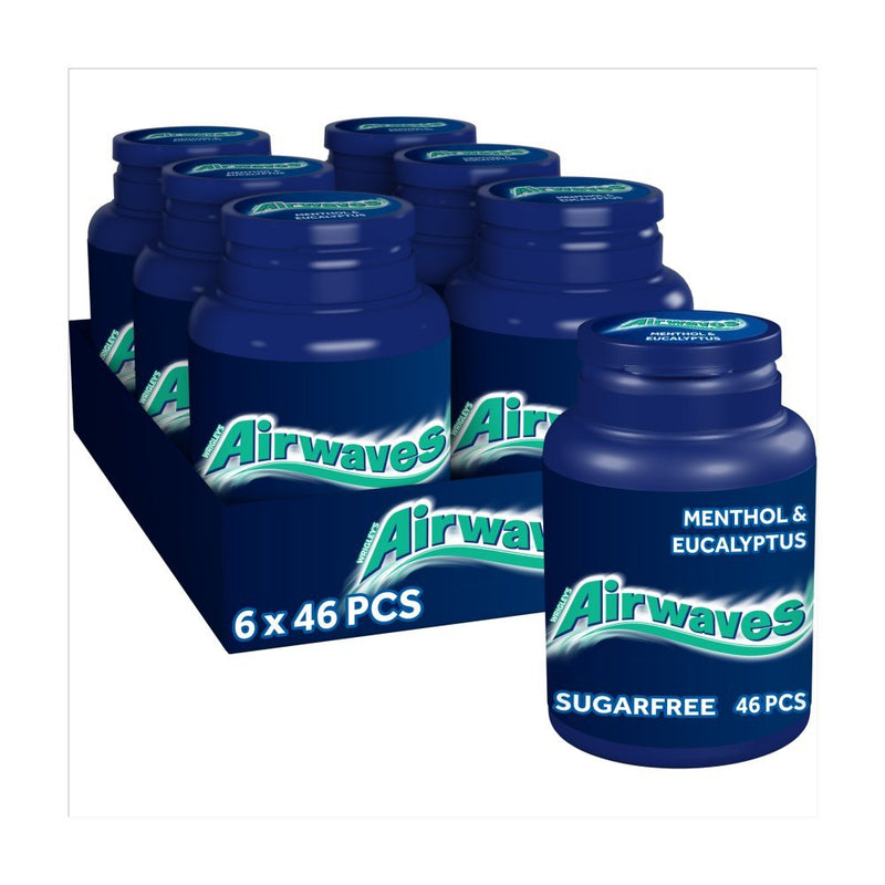 Airwaves Menthol & Eucalyptus Sugar Free Chewing Gum Bottle 46 Pieces (Case of 6)