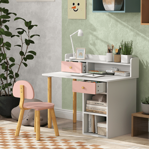 AIYAPLAY Kids Desk and Chair Set for Studying, Reading and Drawing - Pink - InStock