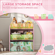 AIYAPLAY Kids Toy Storage Unit with 6 Storage Boxes for Playroom, Pink - InStock