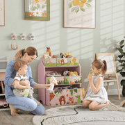 AIYAPLAY Kids Toy Storage Unit with 6 Storage Boxes for Playroom, Pink - InStock