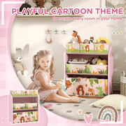AIYAPLAY Kids Toy Storage Unit with 6 Storage Boxes for Playroom, Pink - InStock