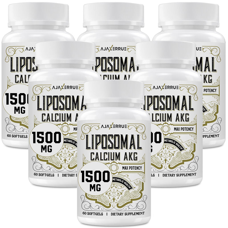 AJAXERRUE Liposomal Calcium AKG 1500 mg – Enhanced Absorption for Longevity & Metabolic Support | 60 Softgels
