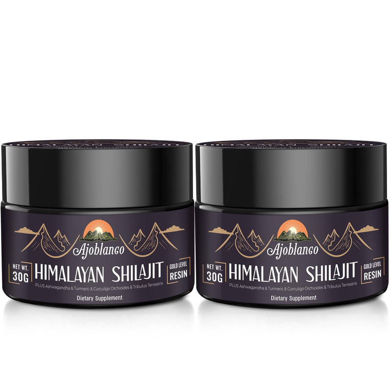 Ajoblanco 600mg Himalayan Shilajit Resin – Organic Ayurvedic Blend, Pack of 2 for Energy & Immunity