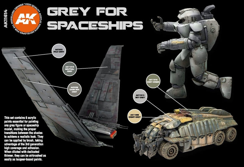 AK Interactive 3rd Gen Acrylic Grey for Spaceships Set (AK11614)