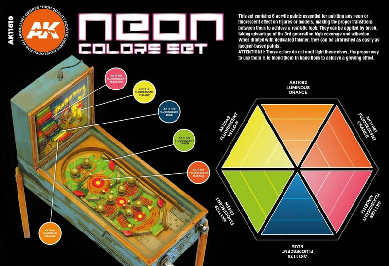AK Interactive 3rd Gen Acrylic Neon Colors Set AK11610