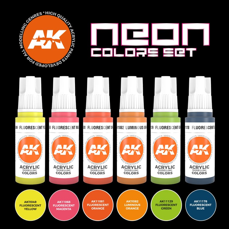 AK Interactive 3rd Gen Acrylic Neon Colors Set AK11610