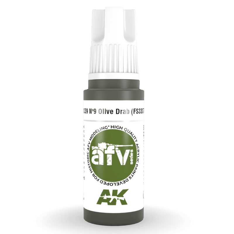 AK Interactive 3rd Gen Acrylic - Olive Drab Nº 9 (FS33070) 17ml (AK11339)