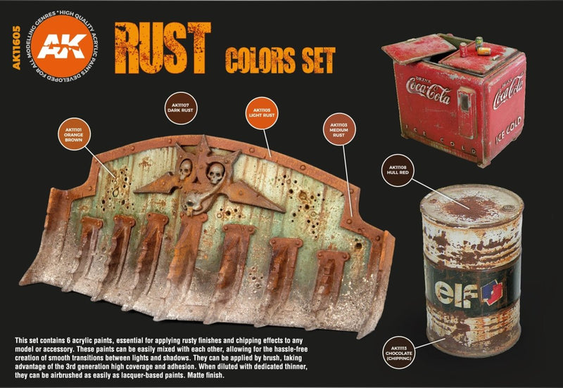 AK Interactive 3rd Gen Acrylic Rust & Abandoned Set