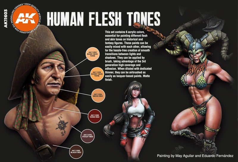 AK Interactive 3rd Gen Acrylics Human Flesh Tones Set